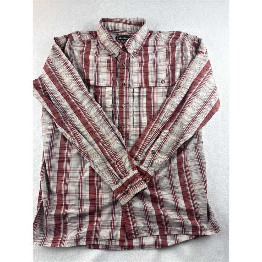 Drake Long Sleeve Plaid Thick Button Down Shirt Men's Size‎ Medium